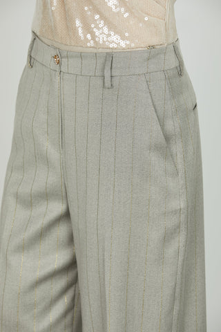 Panta AVEZ vita alta ampio gessato lurex