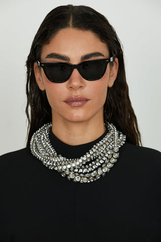 Collana MUKU 4 file full strass con chiusura gancio retro