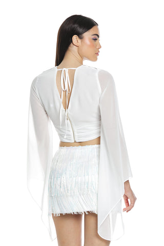 Blusa KEENE manica lunga rinascimentale sc.v incrocio con laccio dietro più zip retro