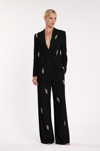 Pantalone AVEZAM vita alta ampia con applicazioni strass