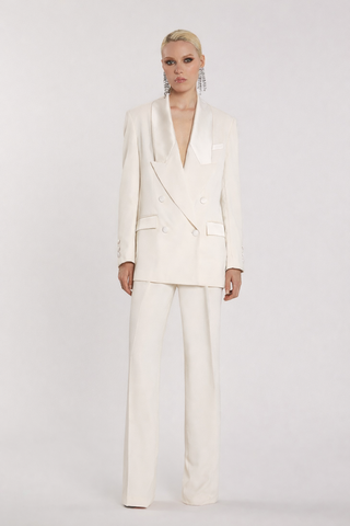 Pantalone MORITA vita alta con pinces più piping largo