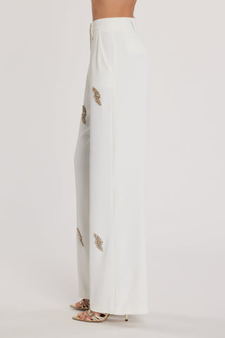 Pantalone AVEZAM vita alta ampia con applicazioni strass