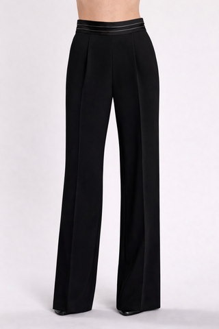 Pantalone MORITA vita alta con pinces più piping largo