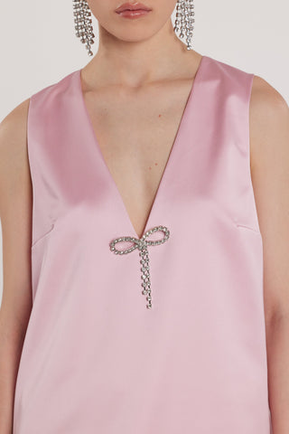 Abito GERINY senza maniche scollo a V corto più fiocco in raso