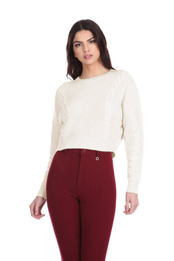 Maglia TRYNER corta manica lunga con jacquard trecce