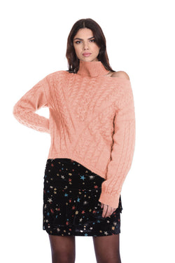 Maglia DIKERFY corta manica lunga collo alto con apertura jacquard trecce