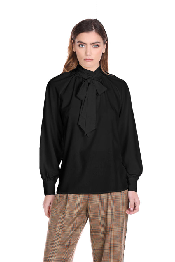 Blusa GIUTRU manica lunga colletto con pieghe più fusciascca più goccia