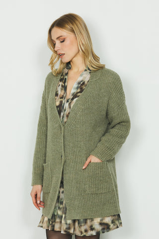 Cardigan BOFFELLI manica lunga con bottoni più tasche