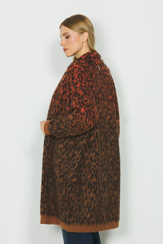 Cardigan MARIKA lungo manica lunga con jacquard animalier