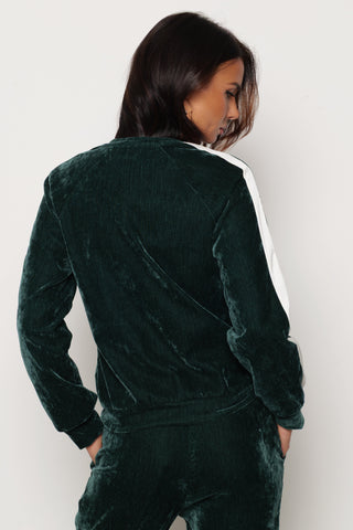 Felpa BASSETT in velluto manica lunga con tasche più Logo più Bande Lateriali