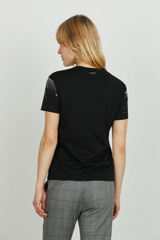 T-shirt REGNUM mezza manica con strass più pietre crystal