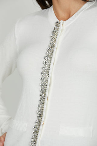 Cardigan LANAI manica lunga con snap più applicazione strass