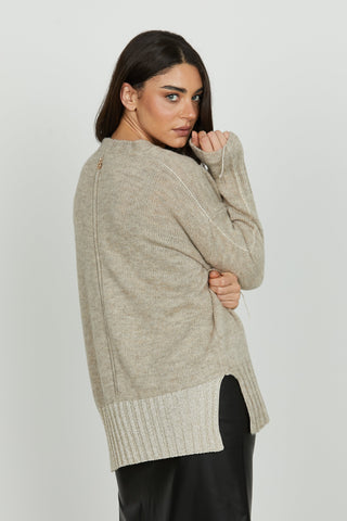 Cardigan CERIGO manica lunga scollo v con bottoni più spacchi fondo più detagli lurex