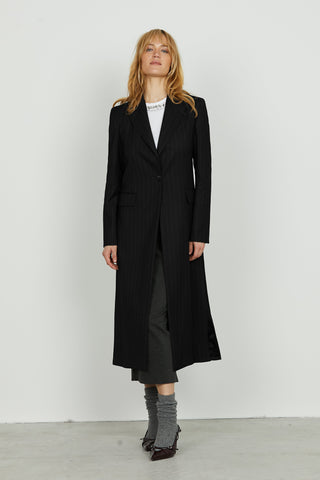 Giacca PEPPER lungo manica lunga 1 bottone con patte gessato