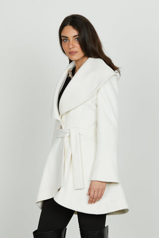 Cappotto ARUBA manica lunga collo sciallao con cintura più tasche
