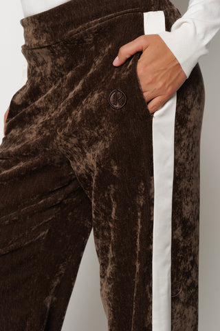 Pantalone LENOIR in velluto più Ricamo Logo più Bande Laterali