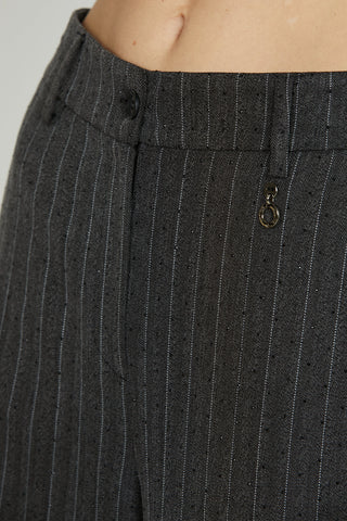 Pantalone PREZIOSAM vita alta con ts francesi più filetto palazzo gessato più borchie