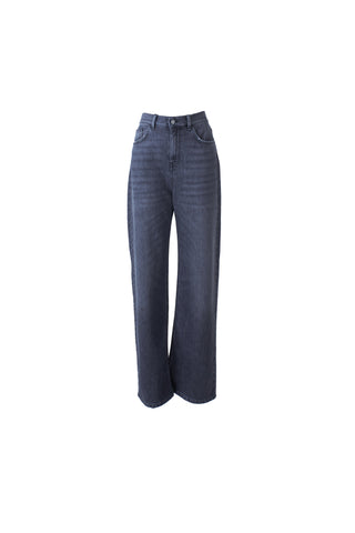 Panta GISELLE_31_snz vita media 5 tasche loose fit denim black