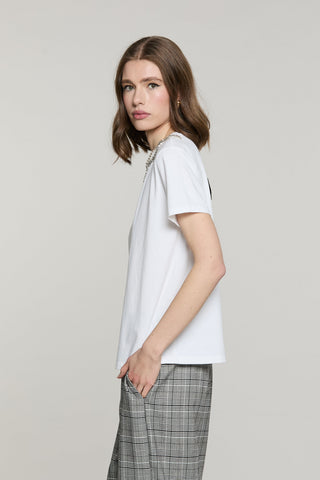 T-shirt BRAGA mezza manica con applicazione castoni più pietre