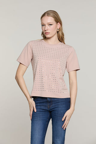 T-shirt WITT mezza manica con baguette crystal