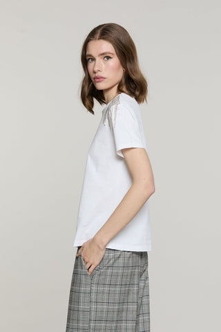 T-shirt RAK mezza manica con applicazione catena strass