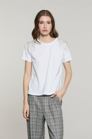 T-shirt RAK mezza manica con applicazione catena strass