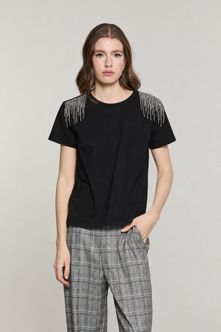 T-shirt RAK mezza manica con applicazione catena strass