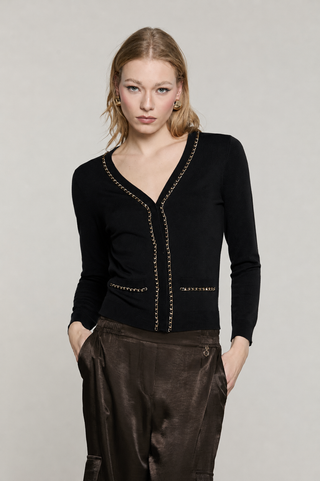 Cardigan CHAINSY manica 7/8 con patte più profili catena