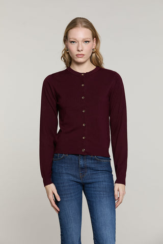 Cardigan BIRKA manica lunga girocollo con bottoni più catena logo