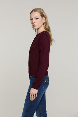 Cardigan BIRKA manica lunga girocollo con bottoni più catena logo