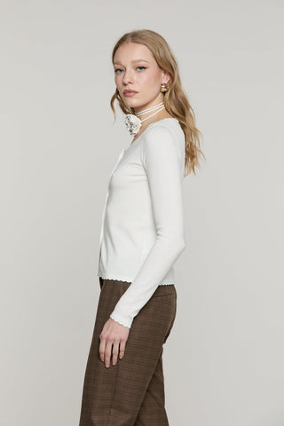 Cardigan SECOM manica lunga sc.madonna con bottoni crystal più collarino fiore con strass