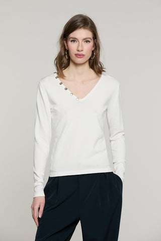 Maglia SHESMINE manica lunga scollo v con dettaglio bottoni