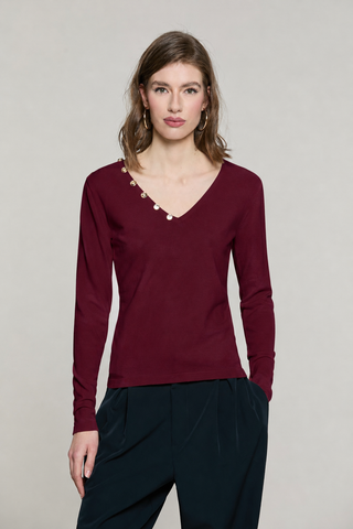 Maglia SHESMINE manica lunga scollo v con dettaglio bottoni