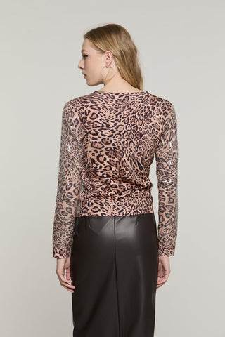 Cardigan LENOI manica lunga girocollo fant.animalier più paillettes