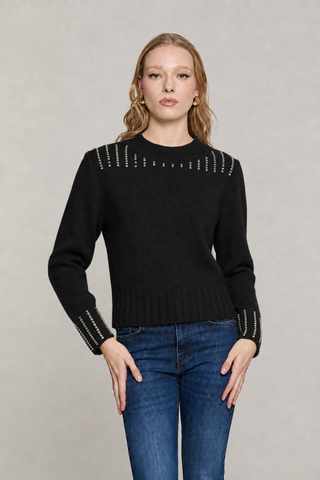 Maglia SCOTT manica lunga scollo barca con applicazione paillettes