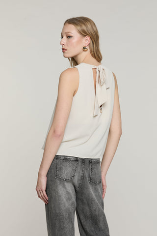 Blusa ALPY senza maniche doppio scollo v con fusciacca