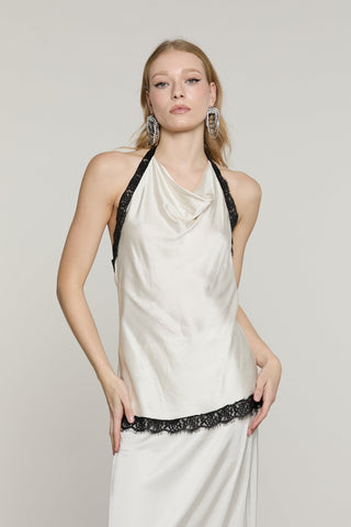 Top DEEPY con spalline pizzo più scollo morbido più fondo pizzo