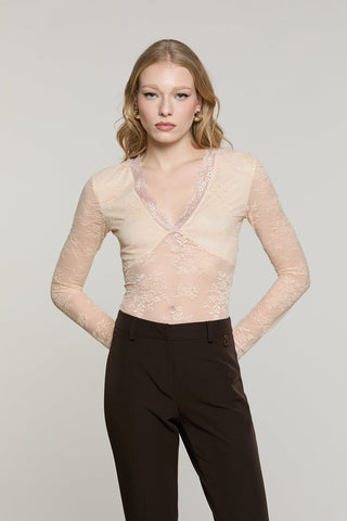 Body LIORA manica lunga scollo v pizzo
