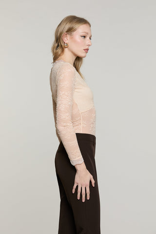 Body LIORA manica lunga scollo v pizzo