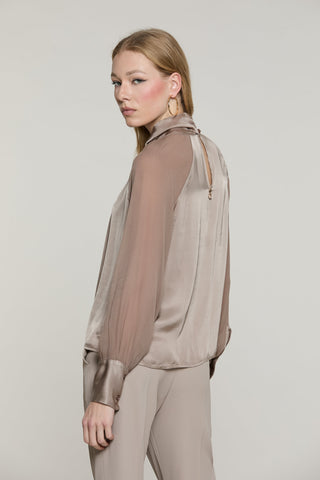 Blusa BELLS manica lunga con nodo collo più pieghe più goccia