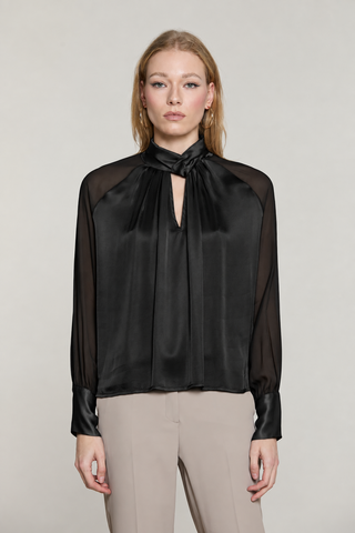 Blusa BELLS manica lunga con nodo collo più pieghe più goccia