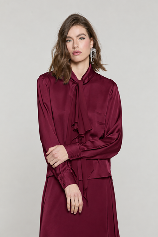 Blusa CENCI manica lunga con fusciacca georgette