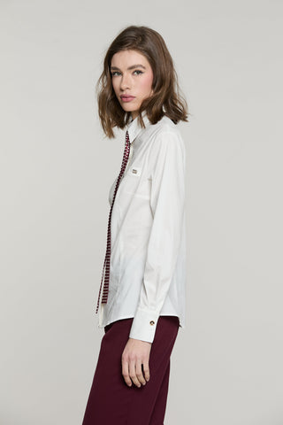 Camicia ZORA manica lunga con patta più cravatta pois