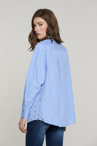 Camicia AMARILLA manica lunga con cravatta più paillettes righe