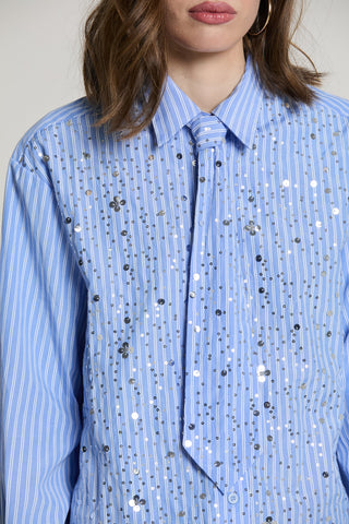 Camicia AMARILLA manica lunga con cravatta più paillettes righe