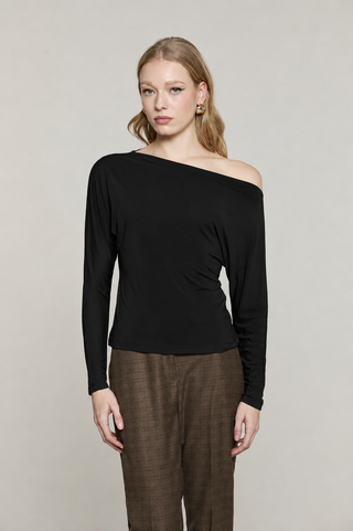 Blusa VIDEO manica lunga pipistrello più scollo barca