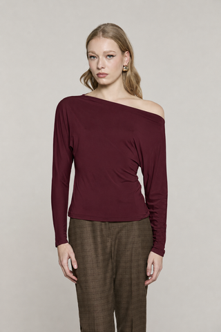 Blusa VIDEO manica lunga pipistrello più scollo barca