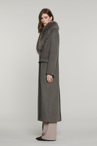 Cappotto SAVING lungo manica lunga con patte più tasche con collo ecopelliccia staccabile