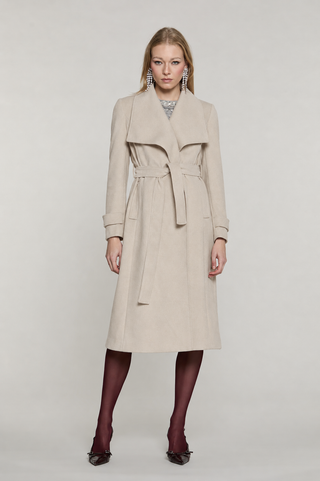 Cappotto RIMMOS lungo manica lunga con alette collo libro più cintura più tasche