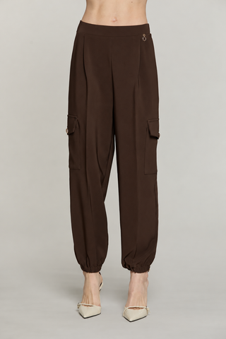 Pantalone TECLANAM vita alta con elastico più tasconi più pieghe più tasche francesi